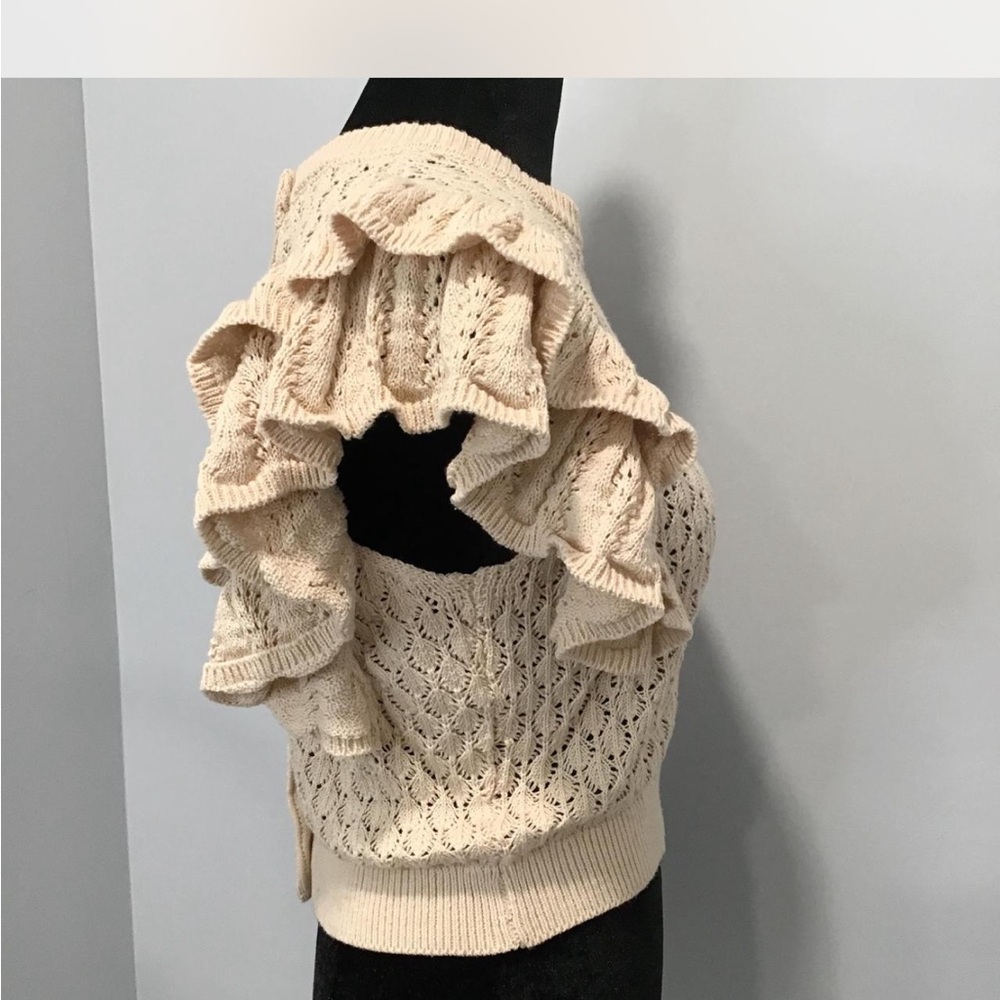 LFD Ruffled Cream Knit Top small - Picture 5 of 9